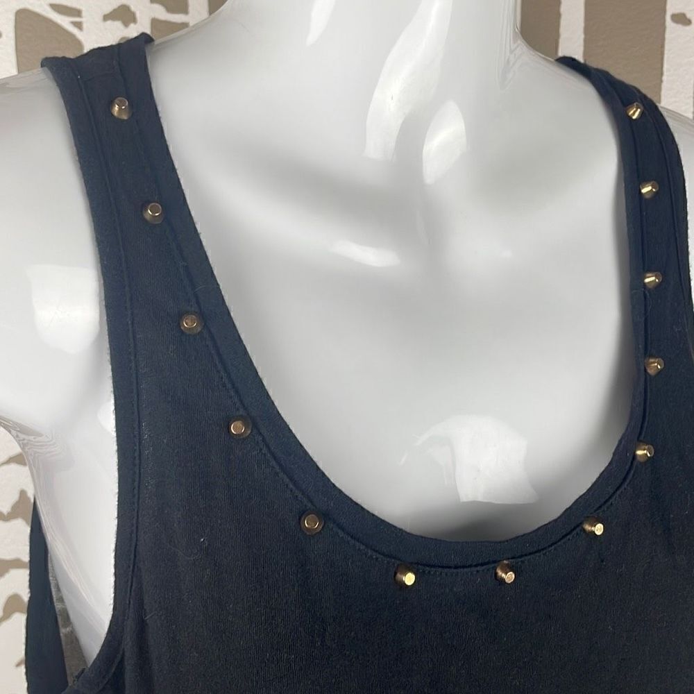 Express Black Studded Sheer Back High Low Tank Top sz S